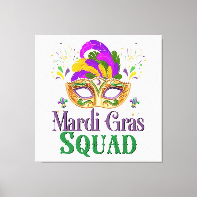 Impressão Em Tela Esquadrão do Mardi Gras (Frente)