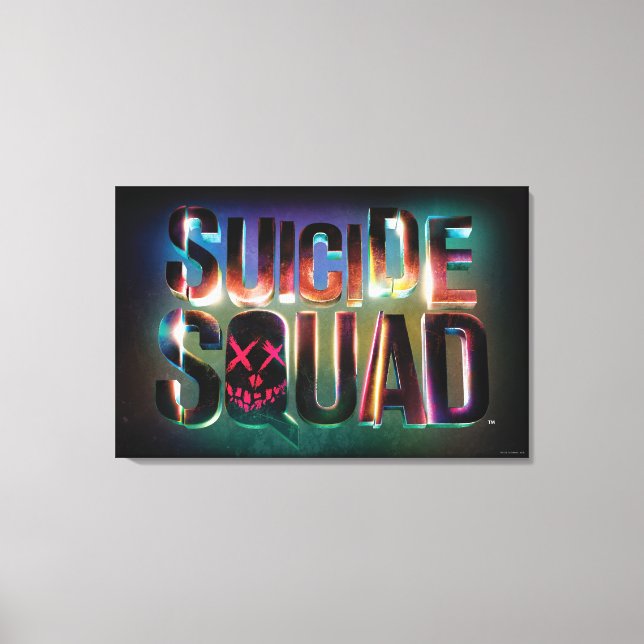 Impressão Em Tela Esquadrão Suicida | Logotipo colorido brilhante (Frente)