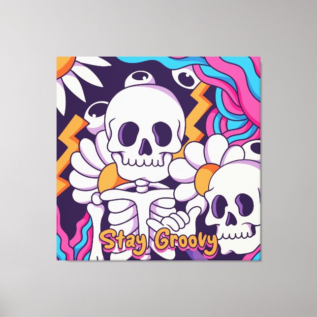 Impressão Em Tela Esqueleto de Groovy (Frente)