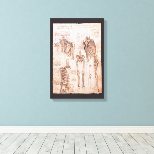 Impressão Em Tela Esqueleto de Ossos da Anatomia Humana de Leonardo  (Insitu(piso de madeira))