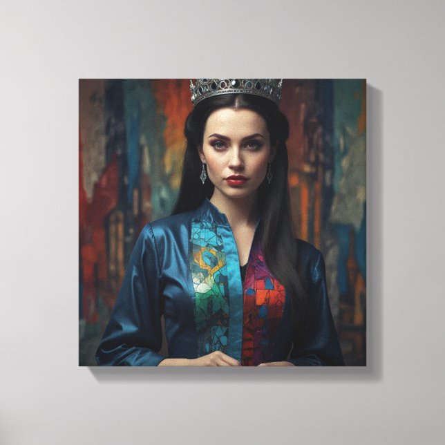 Impressão Em Tela Esquema Detalhado de Óleo de Abstração de uma Mulh (Frente)