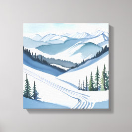 Impressão Em Tela Esqui Mountain Watercolor