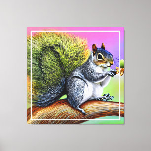 Impressão Em Tela Esquilo Bonito no Ramal