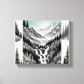 Impressão Em Tela Essência da Natureza: Paisagem Preta e Branca - Ca