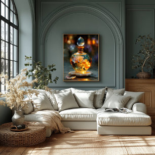 Impressão Em Tela Essência de Rosa ouro - Perfume fantasia luminoso