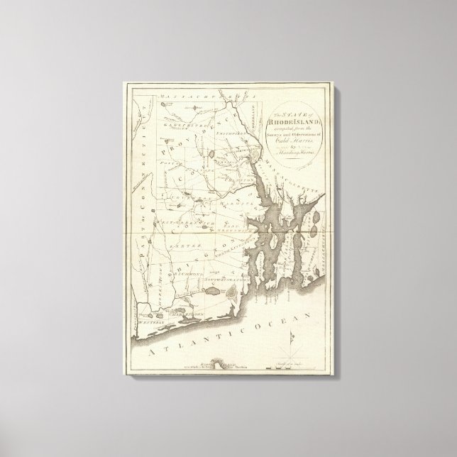 Impressão Em Tela Estado de Rhode Island 2 (Frente)