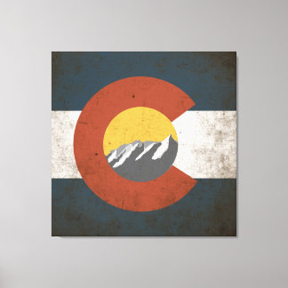 Impressão Em Tela Estado do Colorado Flag Grunge com Montanhas