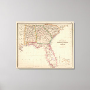 Impressão Em Tela Estados de South Carolina, de Geórgia, e de