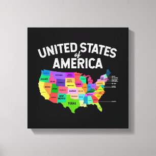 Impressão Em Tela Estados Unidos Mapeie T-shirt para o presente de v