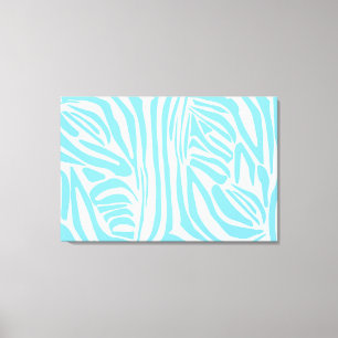 Impressão Em Tela Estampa Ousada de Zebra Azul e Branco