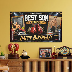 Impressão Em Tela Estandarte de Aniversário de Boxe para Filho Colag