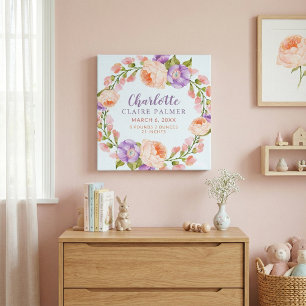 Impressão Em Tela Estatísticas de Nascimento de Bebê Personalizadas