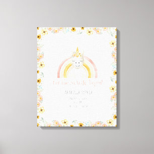 Impressão Em Tela Estatísticas de Nascimento Magia Unicórnio Menina 