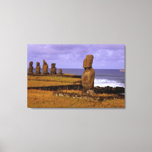Impressão Em Tela Estátua Abstrata Moai da Plataforma Tahai na Pásco