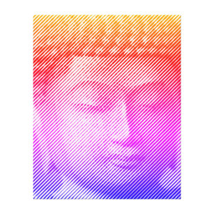 Impressão Em Tela Estátua Colorida De Rosto Buda Formada Por Linhas