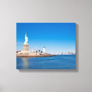 Impressão Em Tela Estátua da liberdade, Rio Hudson e Manhattan