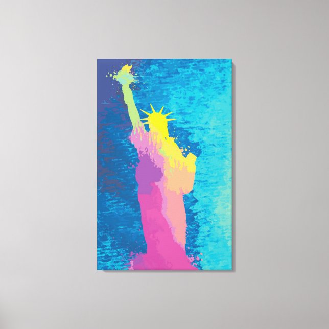 Impressão Em Tela Estátua de Aquarela da Liberdade (Frente)