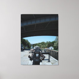 Impressão Em Tela Estátua do Fotógrafo com o Canal de Erie ao Fundo