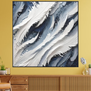 Impressão Em Tela Estético Branco Feathery E Azul