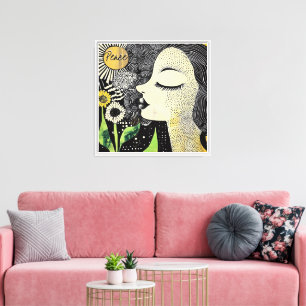 Impressão em Tela Esticada Abstrata Paz em Flor