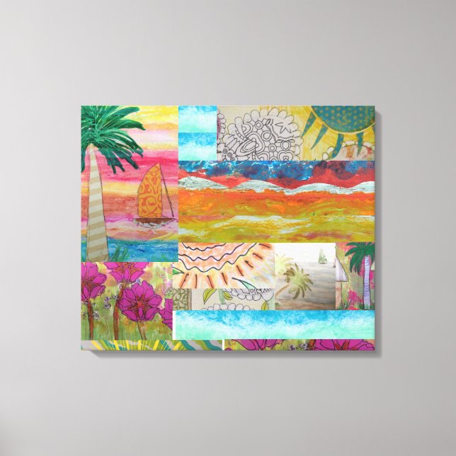 Impressão em Tela Esticada Abstrata Tropical (Frente)