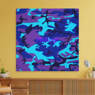 Impressão em Tela Esticada Camuflada Azul Escuro e
