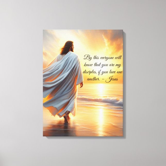 Impressão em tela esticada com Jesus e citação (Frente)