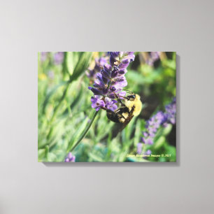 Impressão em Tela Esticada de Abelha e Lavanda