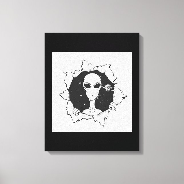 Impressão em Tela Esticada de Alien em um Buraco (Frente)