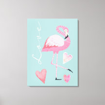 Impressão em Tela Esticada de Amor de Flamingo Ros