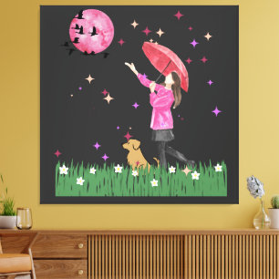 Impressão em Tela Esticada de Aquarela Rosa Mágica