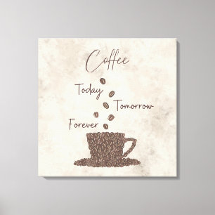 Impressão em Tela Esticada de Arte de Grão de Café