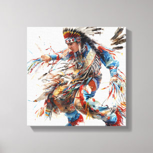 Impressão em Tela Esticada de Dançarino Nativo Ame