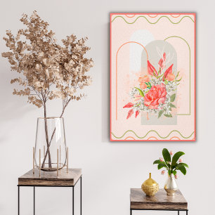 Impressão em Tela Esticada de Design de Flor Boho