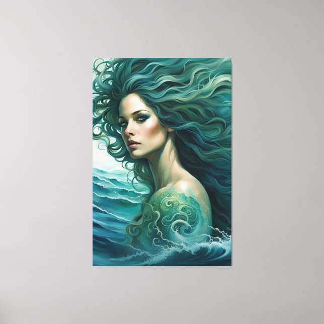 Impressão em tela esticada de sereia (Frente)