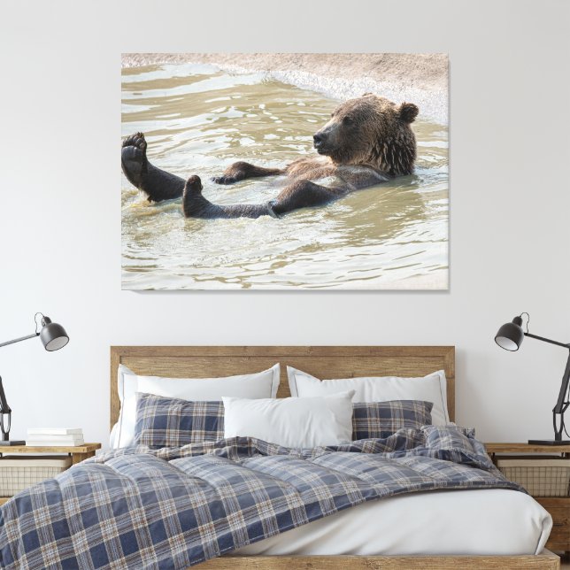 Impressão em tela esticada de URSO CINZENTO (Insitu(Quarto))