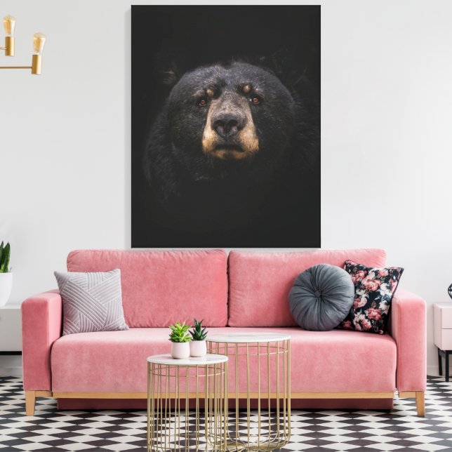 Impressão em Tela Esticada de Urso Preto (Insitu(Sala de estar))