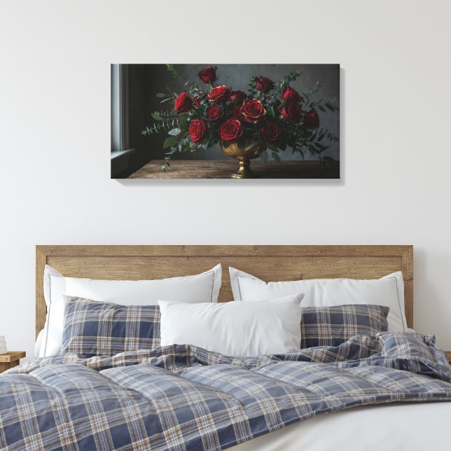 Impressão em Tela Esticada Flores Dark (Insitu(Quarto))