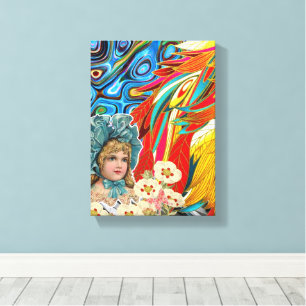 Impressão em Tela Esticada Mulher Vintage Abstrata