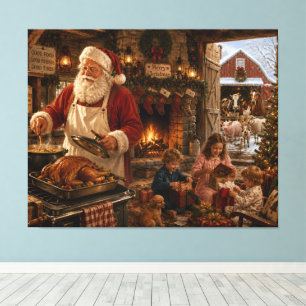 Impressão em Tela Esticada Papai Noel CozinhaCafé