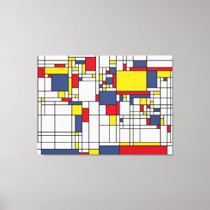 Impressão Em Tela Estilo abstrato de Mondrian do mapa do mundo