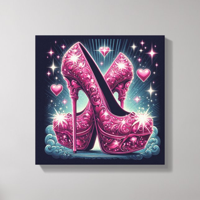 Impressão Em Tela Estilo Art Deco Estiletto Altos Saltos (Frente)