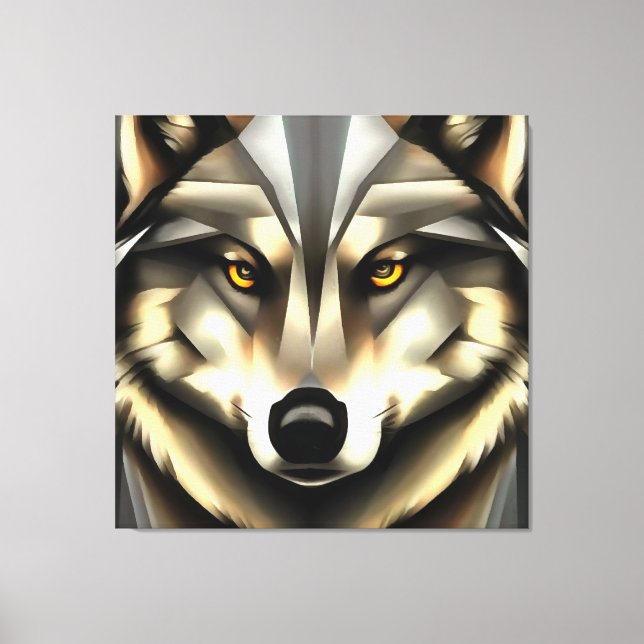 Impressão Em Tela Estilo De Arte Geométrica Do Lobo Da cinza (Frente)