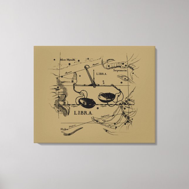 Impressão Em Tela Estilo de Hevelius da Constelação de Libra Vintage (Frente)