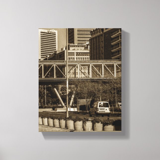 Impressão Em Tela Estilo de vida da rua Monocromática da Cidade do C (Frente)