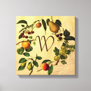 Impressão Em Tela estilo de vintage fruta design monograma