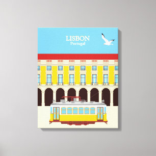 Impressão Em Tela Estilo de vintagem do elétrico amarelo de Lisboa