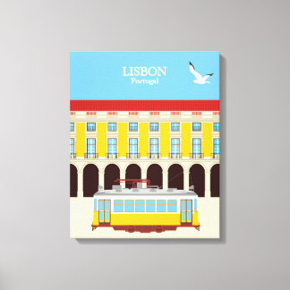 Impressão Em Tela Estilo de vintagem do elétrico amarelo de Lisboa