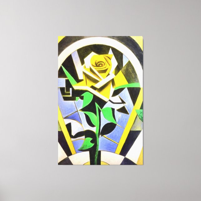 Impressão Em Tela Estilo Geométrico Rosa Amarelo Com Art Deco (Frente)