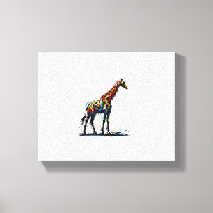 Impressão Em Tela Estilo Impressionista Colorido de Girafa Amante de